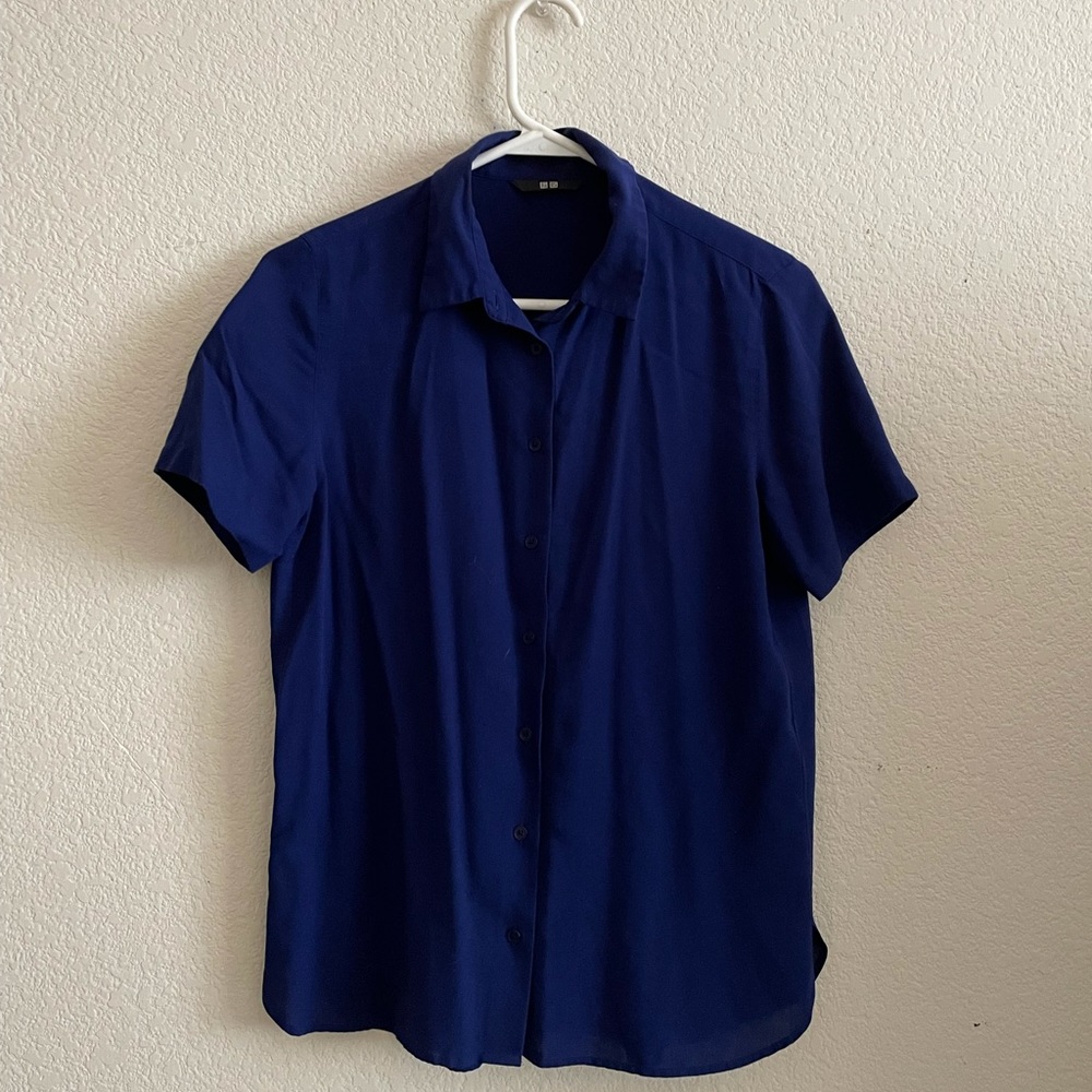 Uniqlo Royal Blue Buttom-Up Short Sleeve